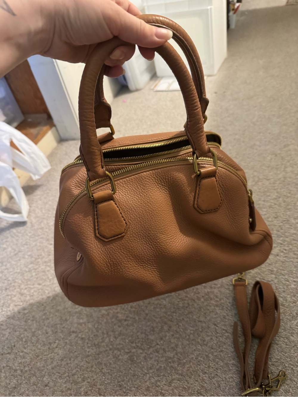J.Crew pebbled leather tan purse